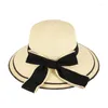 Wide Brim Hats Spring And Summer Big Hat Women Outdoor Vacation Sunscreen Sunshade Straw Bow Folding Beach Panama Gorros