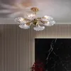 Tavan Işıkları Lamba 2023 Nordic Yaratıcı Lüks LED Kabuk Şekil Sanat Cam Kapalı Bakır Oturma Odası Dekorasyon Parlak
