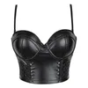 Kvinnors shapers Kvinnor Shapewear Faux Leather Lady Crop Top backless Solid Color Chic justerbar lågklippta underkläder