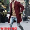 Men's Wool Blends Autumn and Winter Solid Color Mid-Length Coat Slim Single-Breasted Fashion Trench 230130