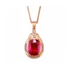 Pendant Necklaces Fashion Rose Gold Inlaid Imitation Natural Colored Rubellite Gemstone Zircon Clavicle Necklace Ladies High Jewelry Dh3Zk