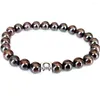 Länkarmband MG1663 Trendiga kvinnors Oxen Zodiac Armband 8 mm Tanzania Garnet Energy Wrist Mala Natural Handmade Gemstone Jewelry