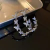 Hoopörhängen Elegant Korea Geometrisk fjärilskristall för kvinnor Shine Rhinestones Party Anniversary Jewets Gifts