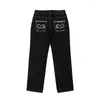 Men's Jeans Y2K American Vintage Black Trousers Gothic Straight Leg Wide Street Print Letters Hip-hop Ins Loose Pants