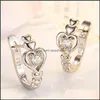 Charme Coeur Boucles D'oreilles Pour Les Femmes Bijoux Sier Boucle D'oreille Or Split Couleur Hearttoheart Stud Drop Delivery Dhklo