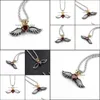 Pendant Necklaces Beauty Queen Crown Charm Collier Stainless Steel Chain Cz Love Heart Angel Wing Necklace Women Dh Drop Delivery Je Dh7Ob