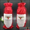 Christmas Decorations Santa Claus Gift Bags Red Wine Bottle Er Xmas Champagne Bag 31X13Cm Wq101 Drop Delivery Home Garden Festive Pa Dhkcs