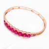 Bangle Ryssland 585 Purple Gold Inlaid Red Stone Armband Women's Luxury Fashion Plated 14k Colored