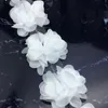 장식용 꽃 2 야드 24pcs 3D Chiffon Flower 레이스 패브릭 드레스 장식 의류 트림 DIY 공예 웨딩 웨딩 테이블 소품 파티