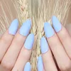 False Nails The Most Models Long Pointed Candy Colors 24pcs Matte Light Blue C 545