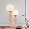 Lampes de table Lampe boule de verre Vert Rose Résine Corps Créativité Nordique LED Luminaire Chambre Étude Salon Décor À La Maison