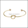 Bracciale con nodo a cuore in acciaio inossidabile con catena a maglie per donna 3 colori regolabile aperto all'ingrosso Lucky Jewelryz Drop Delivery Jewelry Brac Dheld