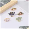 Pins broches vrouwen insecten serie kleding vlinder motmot model drop oli pins European Alloy Moon Eye Email Cowboy Backpack Badge J Dhsyi