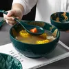 Kaseler Japon tarzı evsel Yaratıcı Ramen Seramik Büyük Kase Mikrodalga Fırın Tan giysileri kabartmalı çorba erişte