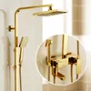 Badezimmer-Duschsets Messing Gold Set Regen mit Mischbatterie Thermostat WandmontageBadezimmer