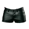 Men's Shorts Solid Color Casual s Short PU Leather Pants Spring Summer Fashion Punk Style Black for 230130