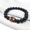 Strand LiiJi Pietra naturale unica con braccialetto di perline tibetane a tre occhi DZI per uomo Accessori regalo Fili di perline