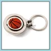 Feest gunst 3D Sports roterend basketbal voetbal Golf Keychain Keyring Souvenirs Hangsleutel FOB Ball Metal Gifts WQ415 Drop Deliv Dh7jd