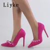 2023 Ny v￥r 11,5 cm Black High Heels Women Pumps Fashion Pearl Design Pointed Toe Stiletto Shoes Escarpins Femme Talon 0129