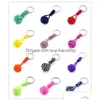 Keychains Lanyards Woven Lanyard Keychain Outdoor Survival Tactical Military Parachute Rope Cord Ball Pendant Keyring Key Chain Dr Dh5Dm