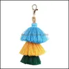 Party Favor Mode Colorf Boho Tassel Porte-clés Sac de voiture Clé Creative Pendentif Mignon Porte-clés Homard Fermoir Accessoires Bijoux Cadeau W Dhl7D