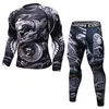 Herr t-shirts märke MMA-träning Komprimera män t-shirt långa ärmar bjj 3d fitness tights män rashguard tshirt byxor herrkläder 230130