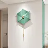 Wall Clocks Pendulum 3d Large Clock Modern Design Metal Green Nordic Luxury Hall Unusual Relogio De Parede Timepiece