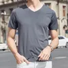 Men's T Shirts Summer Casual Men T-shirt Solid V-neck Man Tshirt Fashion Tops Streetwear Slim Fit Short Sleeve T-shirts Shirt Tees