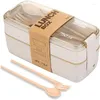 Set di stoviglie per bambini Bento Box Contenitori per il pranzo a tenuta stagna Scatole carine per le bacchette Contenitore per microonde per lavastoviglie