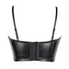 Kvinnors shapers Kvinnor Shapewear Faux Leather Lady Crop Top backless Solid Color Chic justerbar lågklippta underkläder