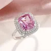 ウェディングリングHuitan Fashion Oval/Water Drop/Love Cubic Zirconia Pink Women Temperament Sweet Lady's Finger Accessories Jewelry