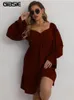 Plus size Dresses GIBSIE Sweetheart Neck Ruched Solid Mini Dress Size 4XL Women Spring Summer Long Sleeve Elegant Ruffle Hem ALine 230130