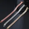 Braccialetti Link 2023 Bracciale quadrato di lusso per donna Fashion Crystal Zircon Ladies Chains Bangle Wedding Jewelry Gift Female298j