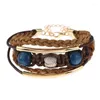 Charm Armband Vintage Armband smycken Mens Bohemian Etnisk stil handgjorda träläderrep för kvinnor boho smycken