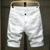 Shorts masculinos Summer rasgado jeans clássico clássico Black White Fashion Casual Slim Fit Jeans Short Male Male 230130