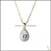 Pendant Necklaces Cubic Zirconia Teardrop Classical Water Drop Necklace For Women Sier Gold Chain Designer Jewelry Necklacez Deliver Dh4Ei