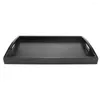 Plates Serving Tray Large Black Wood Rectangle Butler Breakfast Trays With Handles Easy To Grip KIMA88