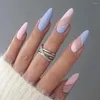 Valse nagels 24 -stks draagbaar hart amandel vrouwen manicure gereedschap Franse nep nep nep nep nagelsnagel tips druk op