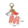 Keychains 26 Letter Keychain With Tassel Women Purse Charm A-Z Initial Alphabet Pendant Key Rings Couple Accessories Gifts