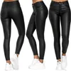 Kvinnors byxor kvinnor pu läder hög midja mager push up leggings elastiska byxor spandex jeggings streetwear s-3xl