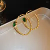 Boucles d'oreilles de cerceau Srcoi géométrique C bambou en forme de C avec zircon pour femmes fête Big Golden Femme Basic Thin Circle Hoops Bijoux Nice