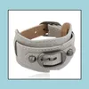 Charm Armband Bangles Dubbel Wide Armband Brown Fashion Man Unisex Jewelry Leather Cuff DH Drop Delivery DHF92