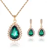 Серьги по ожерелью устанавливают Pinksee 2023 Charm Water Drop Pandent Stud Crystal Magic Ювелирные изделия для женских свадебных вечеринок