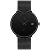 Armbandsur 2023 Minimalistiska herrmodeklockor Enkla män Business Ultra Thin rostfritt stål Mesh Belt Quartz Watch Relogio