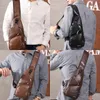 Taille Taschen S PU Leder Männer Schulter Brust Tasche USB Rucksack mit Kopfhörer Loch Reise Veranstalter Männlich