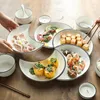 Plates Nordic Breakfast Plate Restaurant Household Ceramic Fruit Salad Moon Shape Western Dinner Set