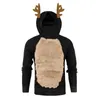 Hoodies masculinos Christmas 3d Antlers Men Autumn Winter Com capuz de penas de penas de capuz de Natal Top Man Outwear Sudadera Hombre