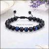 Lien chaîne arrivée tigre oeil perlé lien bracelet pour hommes femmes taille réglable 10mm pierre de lave perles noires bracelets tressés bijou DHJDB