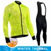 Ställer in New Pro Team Winter Thermal Fleece Cycling Jersey Set Racing Bike Suit Mountian Bicycle Clothing Ropa Maillot Ciclismo Hombre Z230130