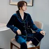 Women's Sleepwear Sexy Women Velour 2PC Top Pants Pajamas Sets Winter Lady Home Wear Nightgown Suit Robe Bath Gown Sleepshirts M-XXL